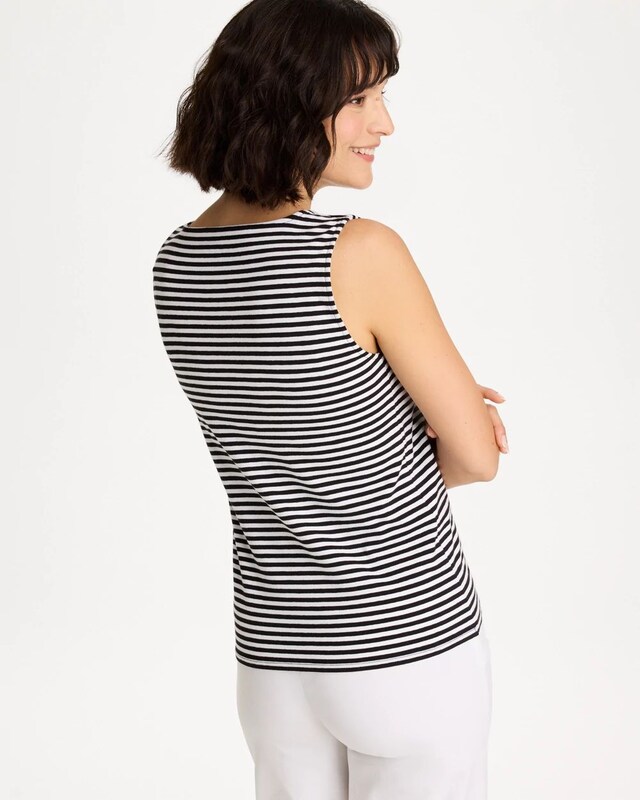 Striped Contour Cotton Square Neck Tank - image 3